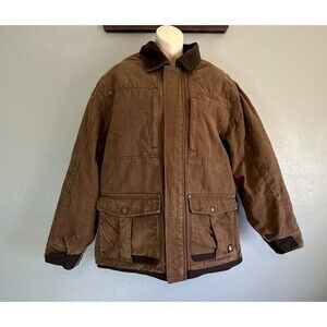 Dickies Men's Heavy Duty Work Chore Jacket Large Brown Duck Canvas Coat Pockets